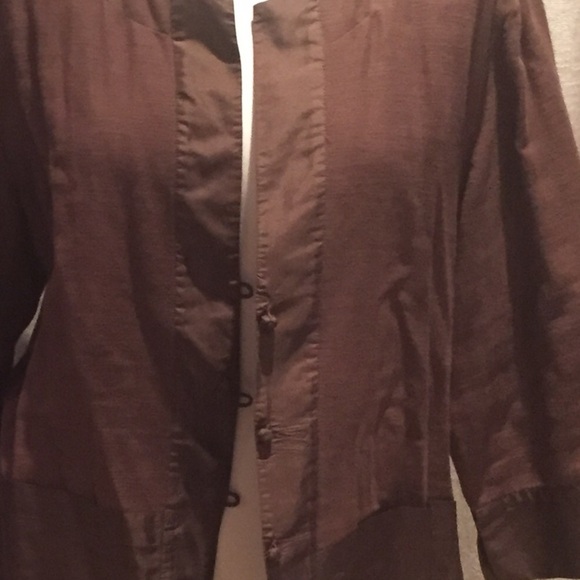EILEEN FISHER Jacket Cotton & Silk  Chocolate Brown XL EUC - Picture 3 of 4